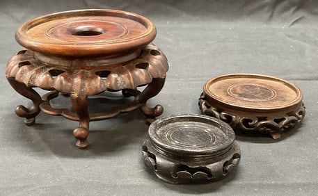 Lot 3 Vintage Carved Wooden Stands