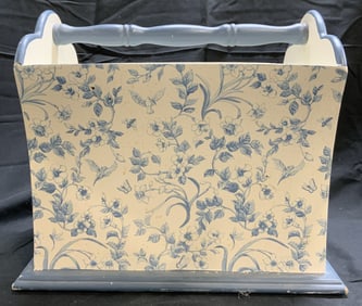 Vintage Floral Magazine Holder W Handle