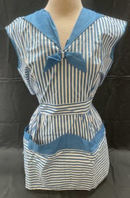 Vintage Blue & White Striped Apron