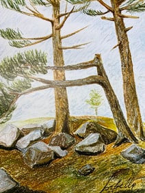 Lot 2 Lorbello Signed Three trees Lithograph