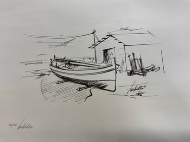 Lorbello Signed Nautical Boat Lithograph