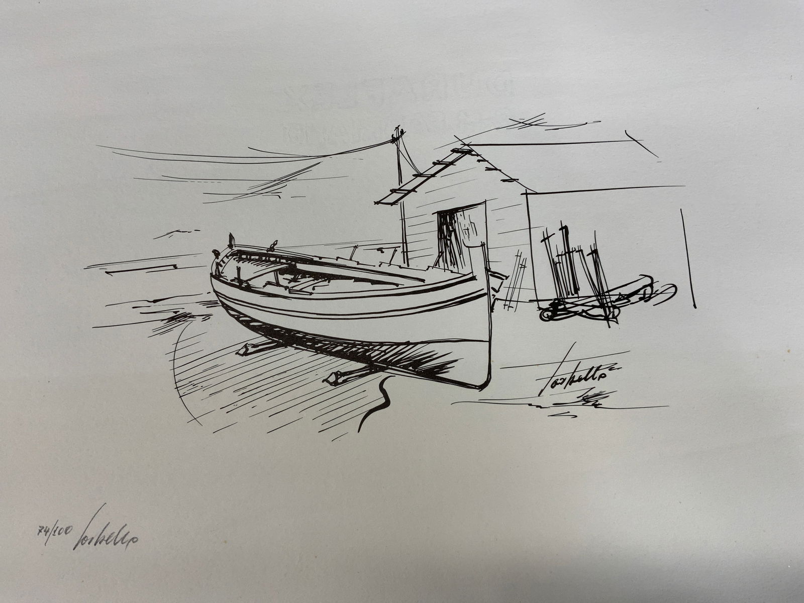 Lorbello Signed Nautical Boat Lithograph (1 of 8)