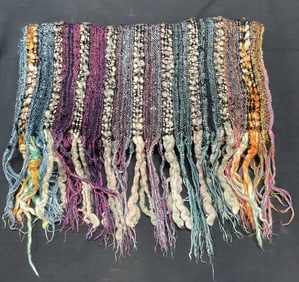 Vintage Multicolor Knit Fringe Scarf
