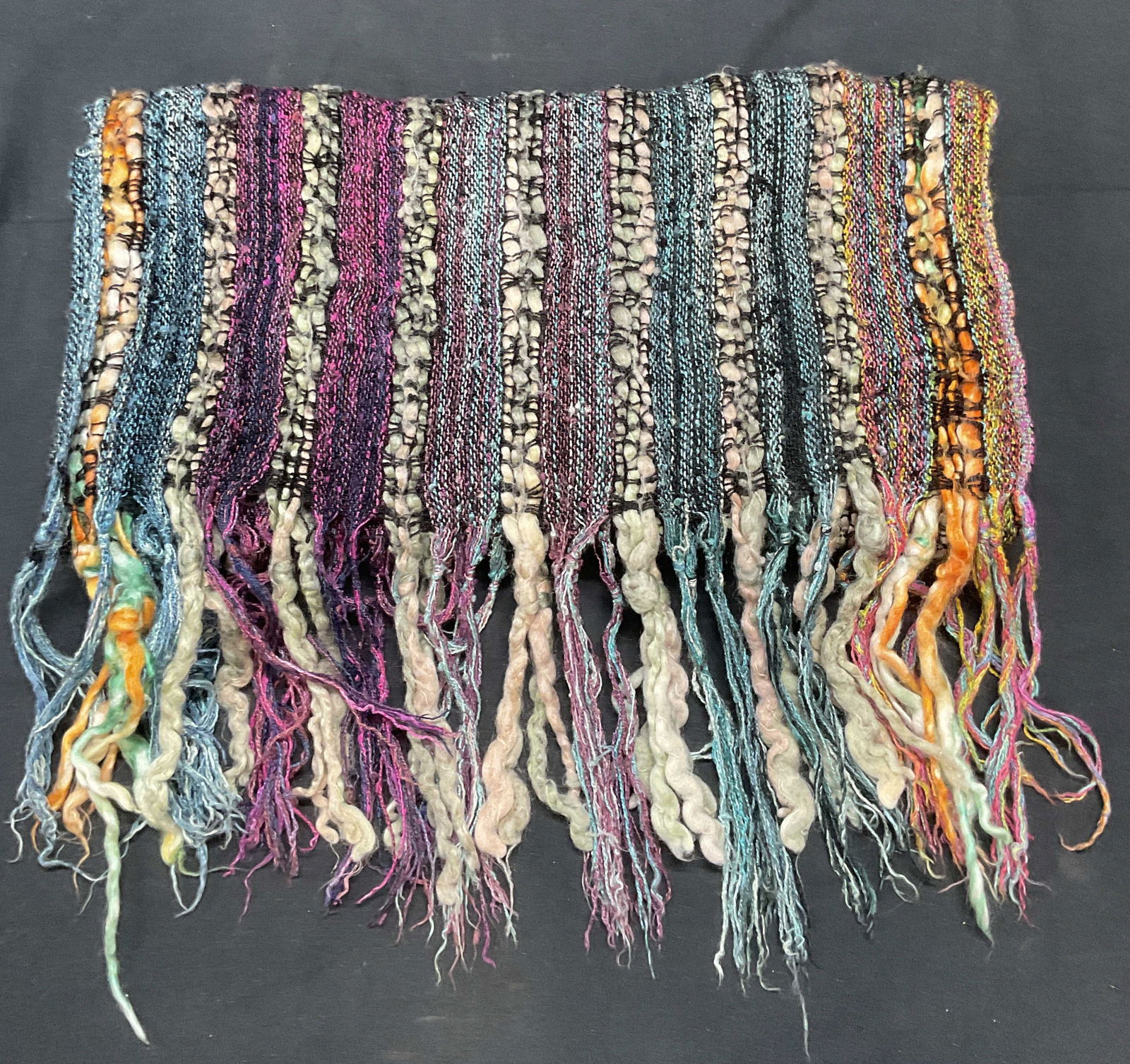 Vintage Multicolor Knit Fringe Scarf (1 of 6)
