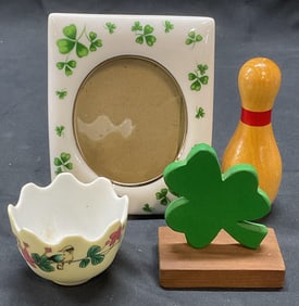 Lot 4 Vintage Lefton China Shamrock Frame +