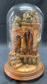 Vintage Wood Nativity Scene Figural Cloche