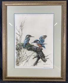 1976 Edwin Penny Hand Signed Kingfishers Litho