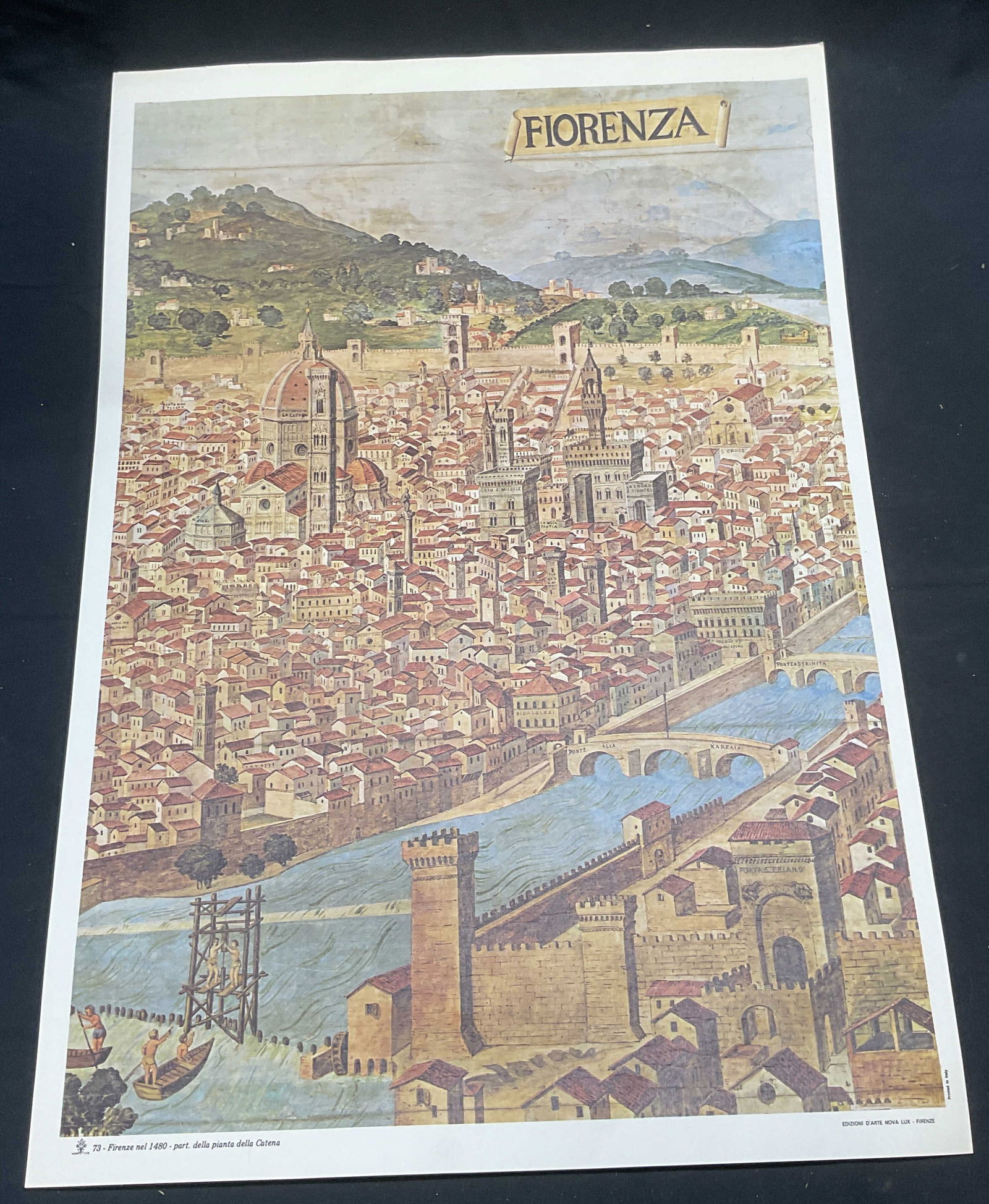 Fiorenza 1480 City View Lithograph, Italy (1 of 7)