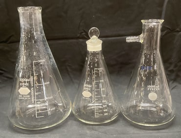 Lot 3 Kimax & Pyrex Glass Beakers
