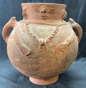 Vintage Latin American Style Terracotta Face Pot