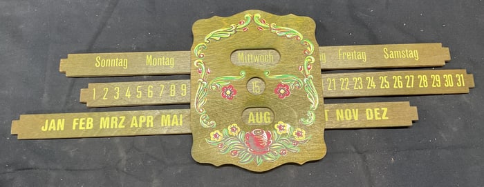 Vintage German Wooden Wall Calendar