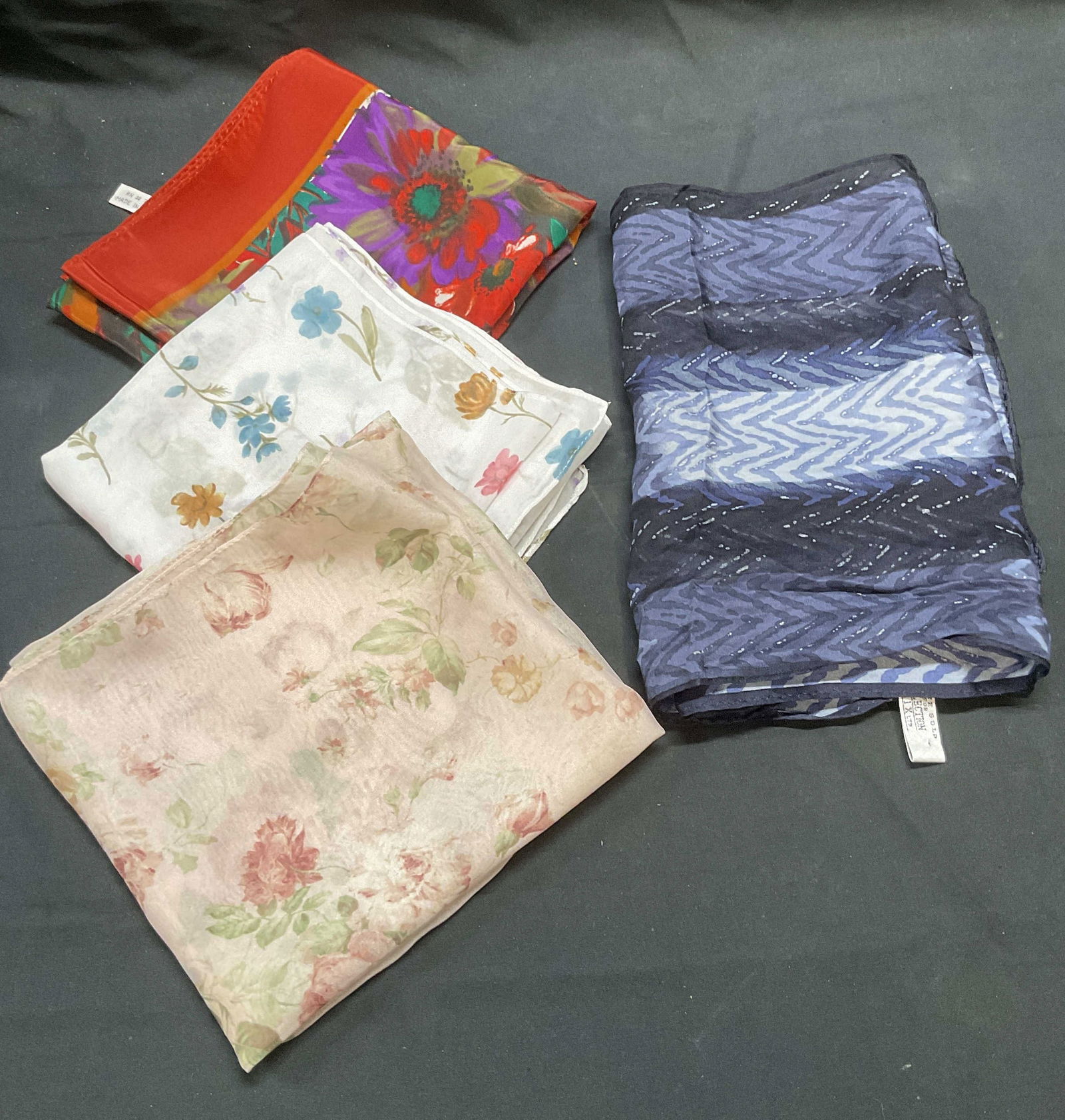 Lot 4 Elaine Gold Blue Silk Scarf + (1 of 7)