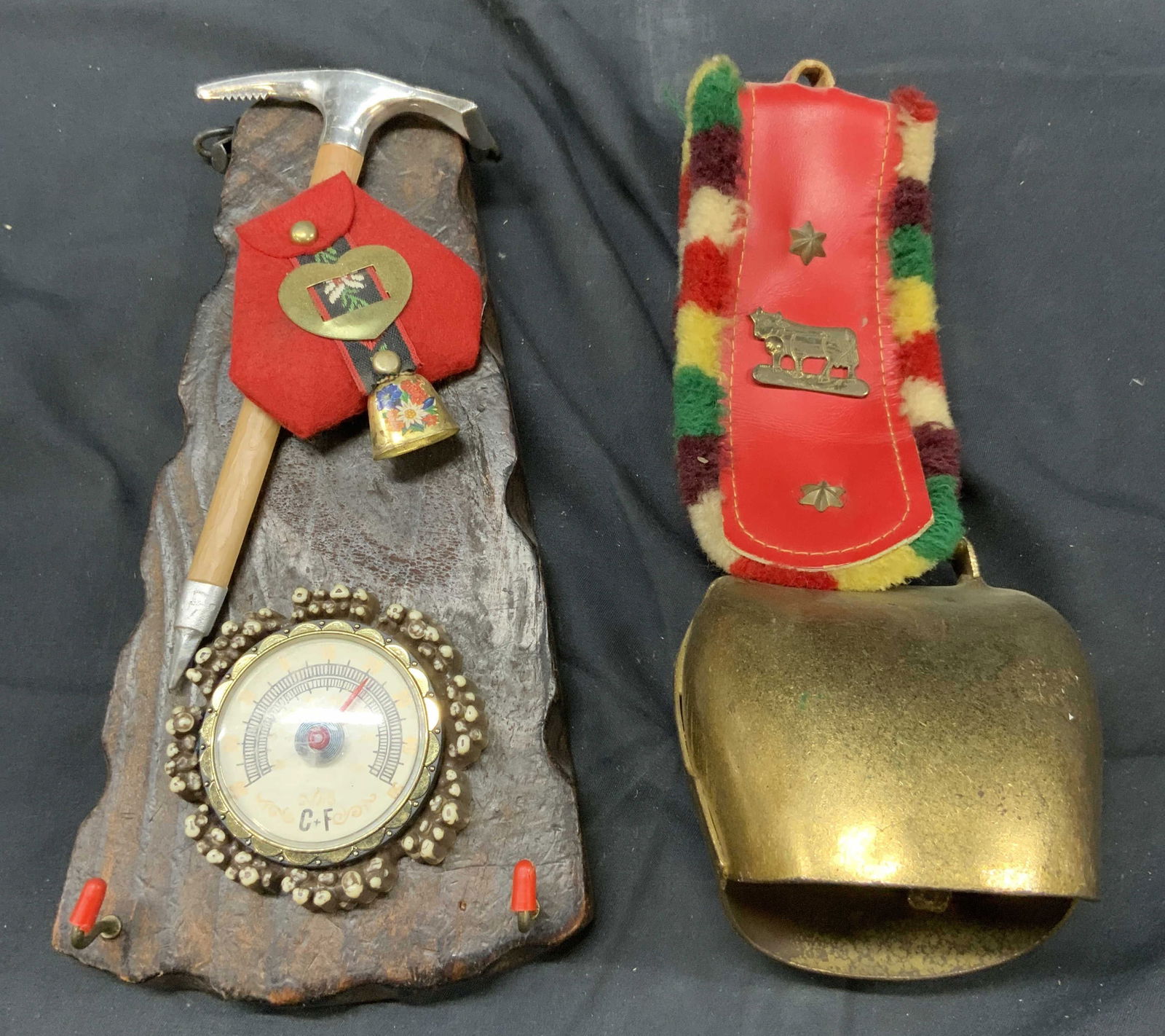 Lot 2 Cow Bell & Wall Thermometer (1 of 8)