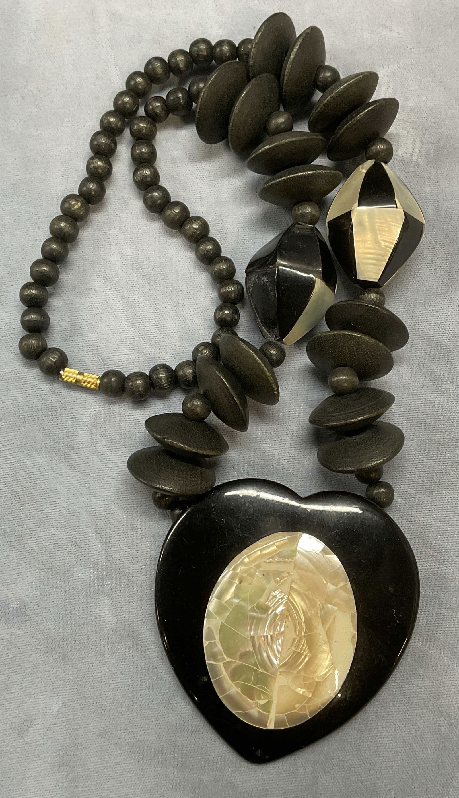 Chunky Black Heart Pendant MOP Necklace (1 of 6)