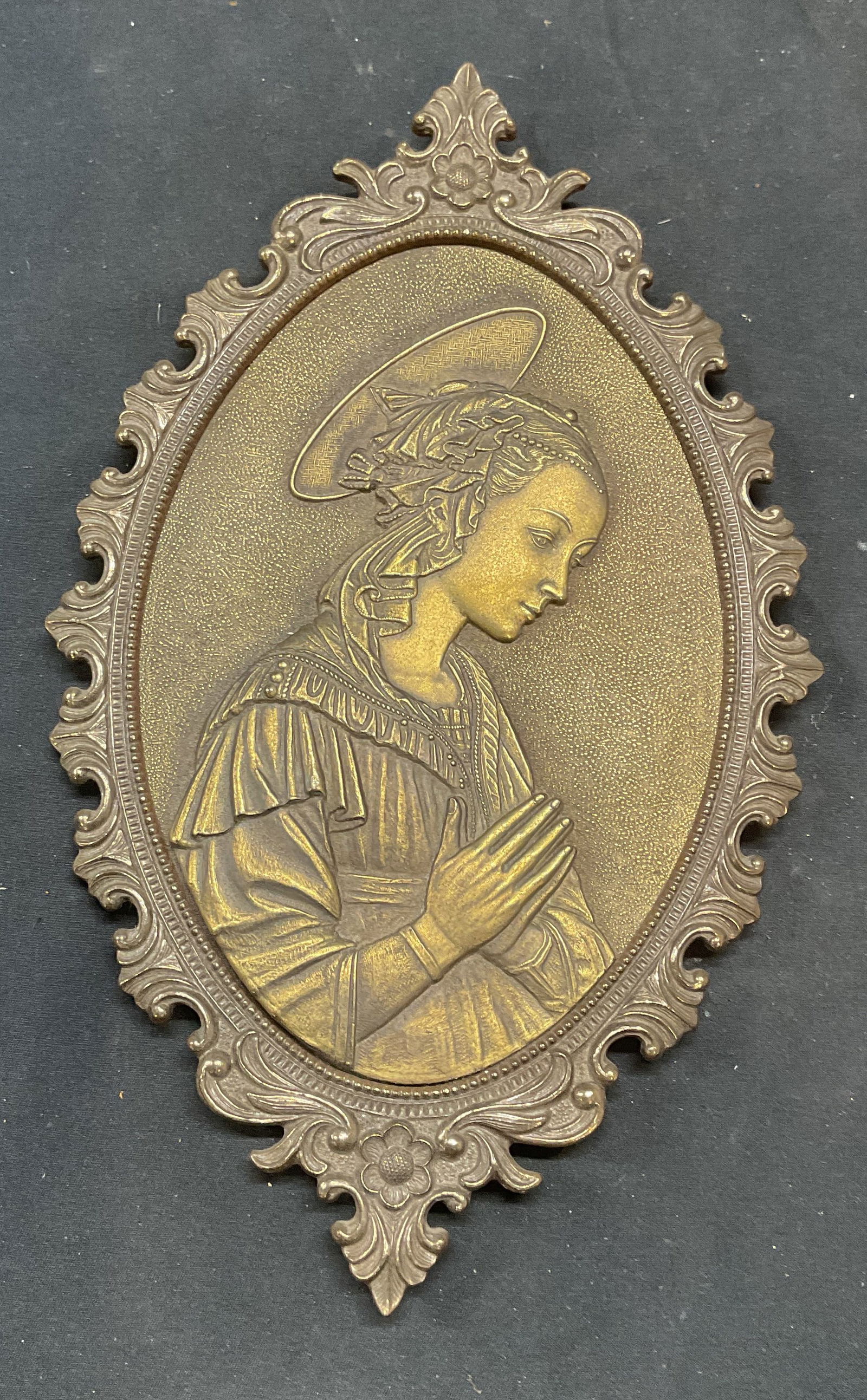 Brass Religious Iconographic Wall Plaque, Italy (1 of 7)
