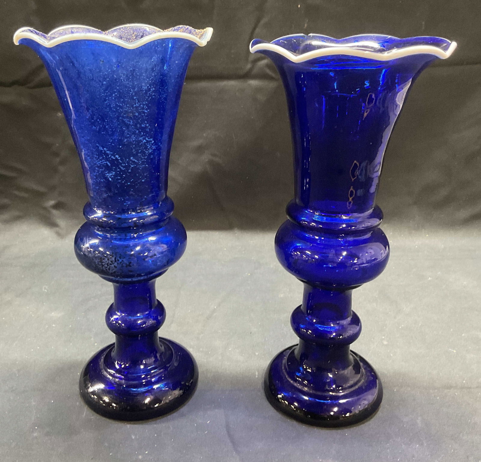 Pair Hand Blown Cobalt Art Glass Vases (1 of 7)