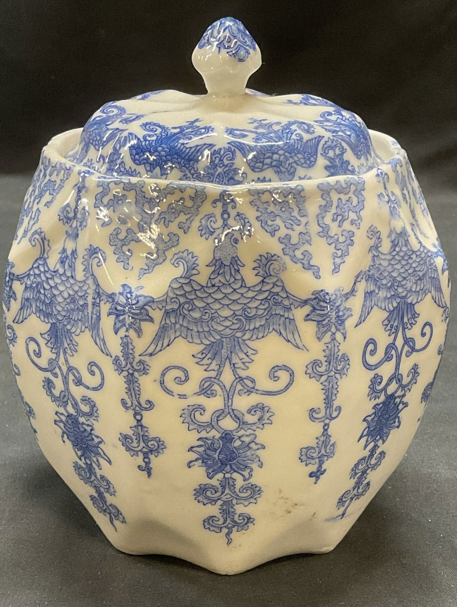 Vintage Porcelain Blue & White Bird Jar (1 of 7)