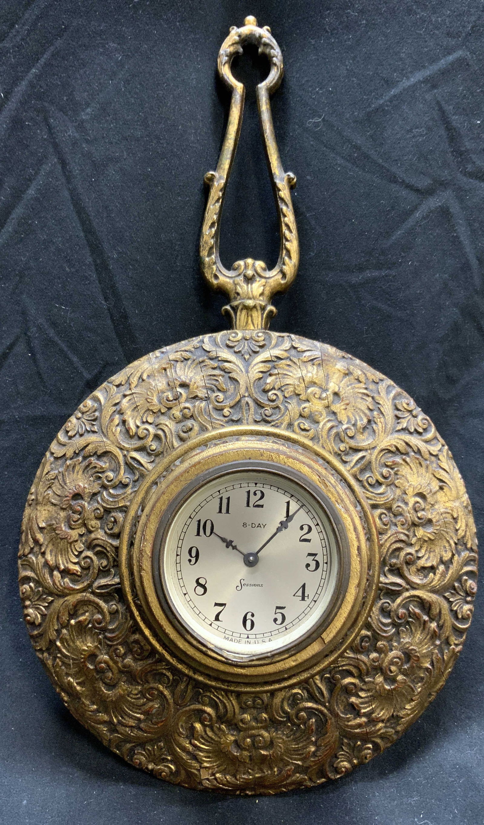 SESSIONS Gilt Wood & Metal Wall Clock USA (1 of 6)