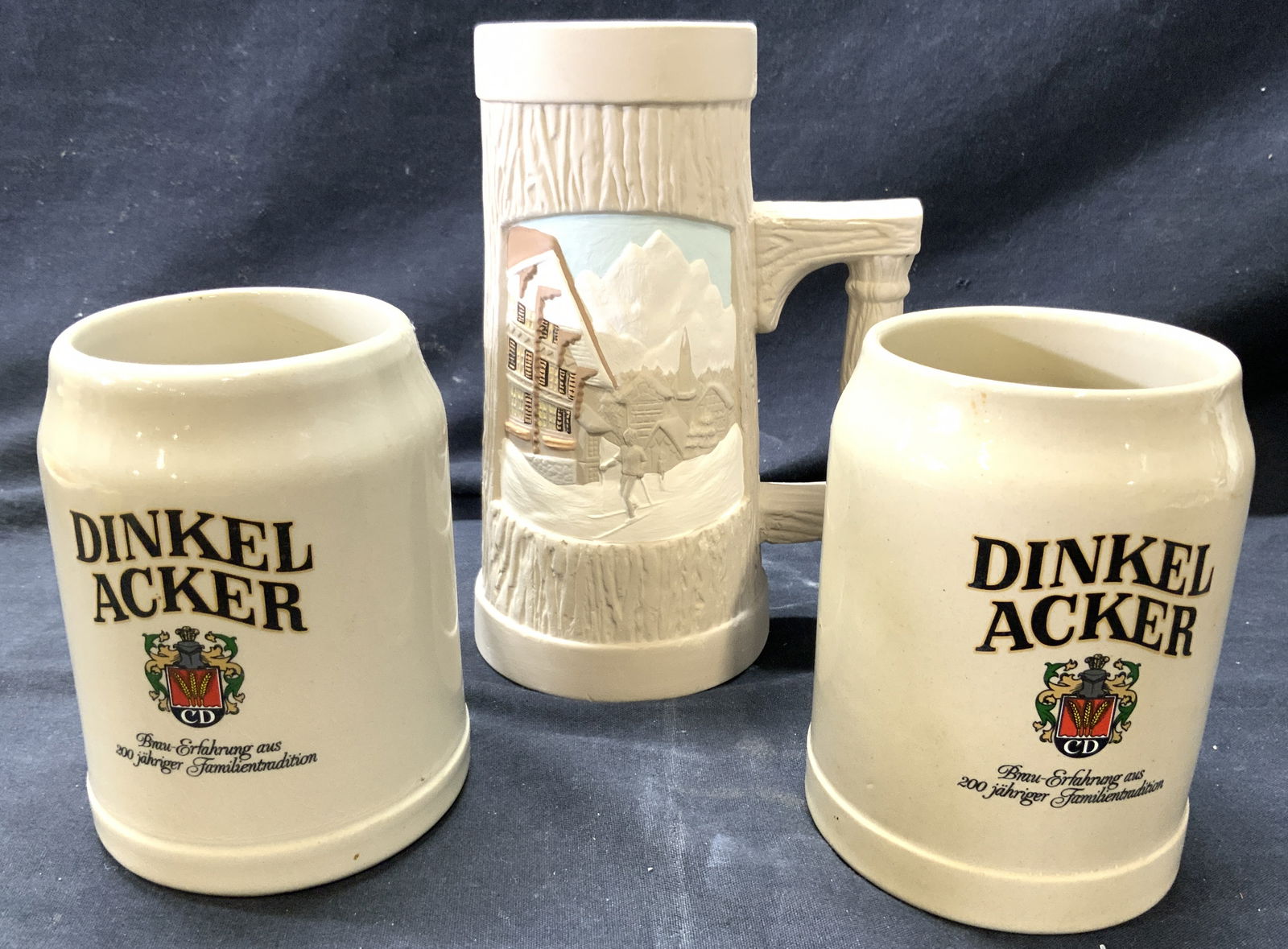 Lot 3 Vntg Ceramic Beer Steins, Dinkel Acker &More (1 of 7)