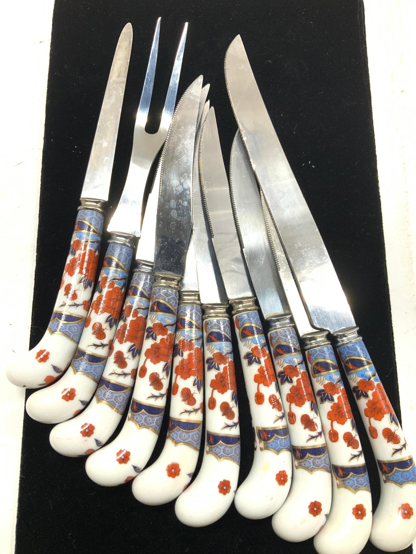 PRILL set 10 Imari Porcelain Handle Flatware, Eng (1 of 6)