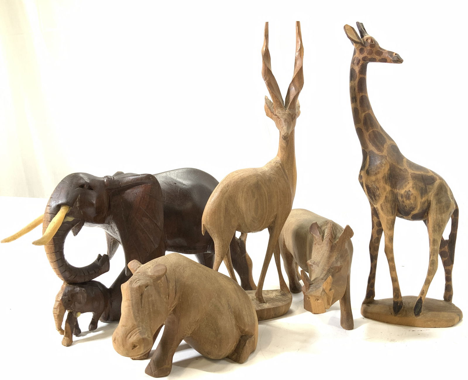 5 Hand Carved Wood African Safari Animals (1 of 7)