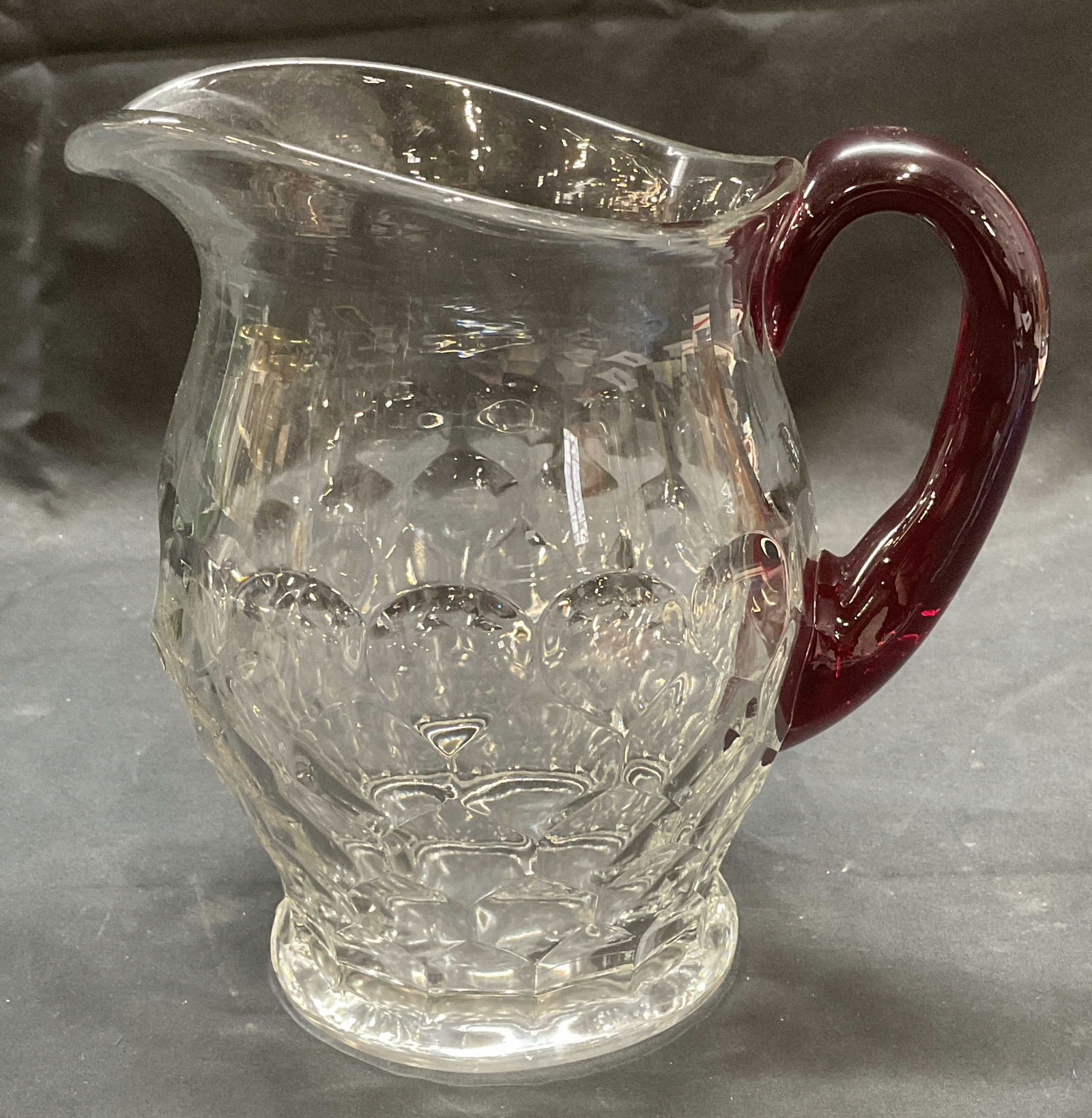 Ruby to Clear Heavy Art Glass Pitcher (1 of 6)