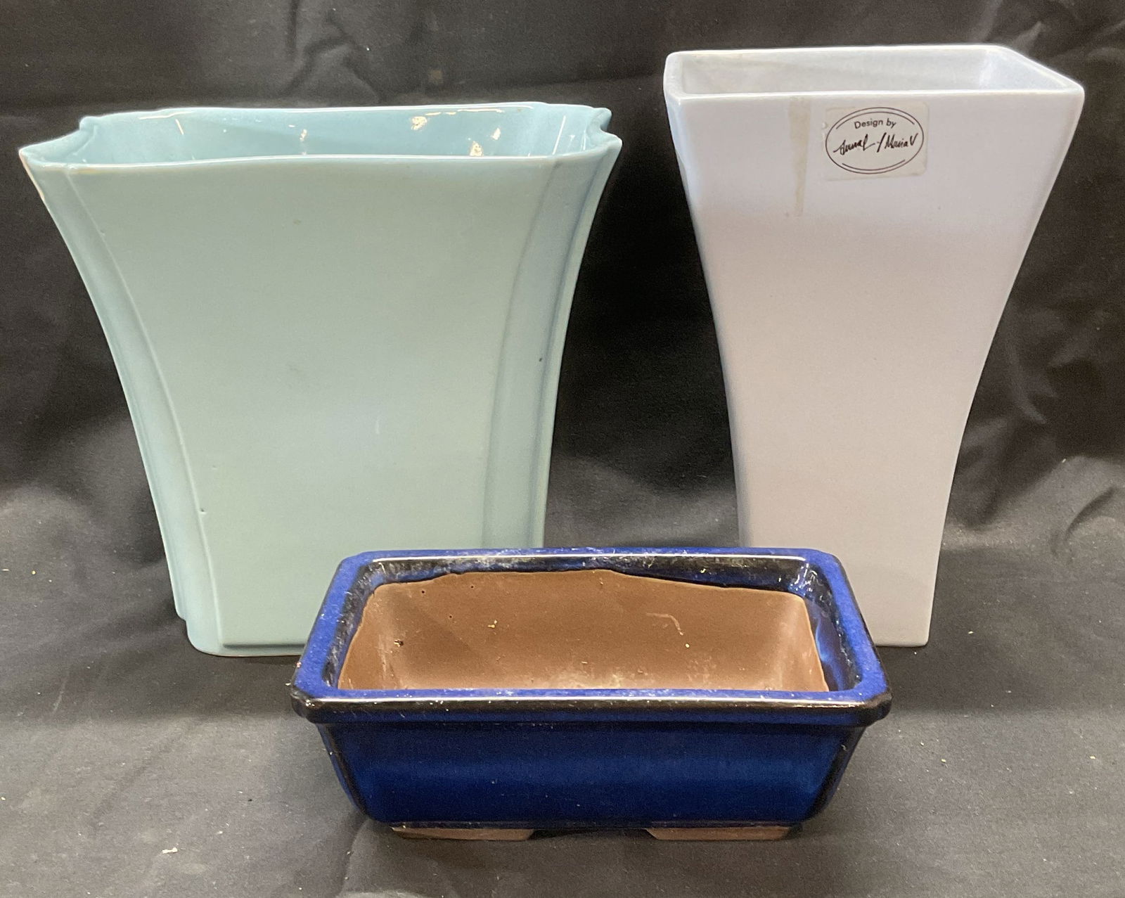 Lot 3 Alamo Pottery Blue Vase, More (1 of 9)