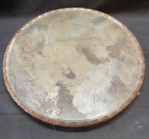 Vintage Mirrored Glass Footed Round Tray