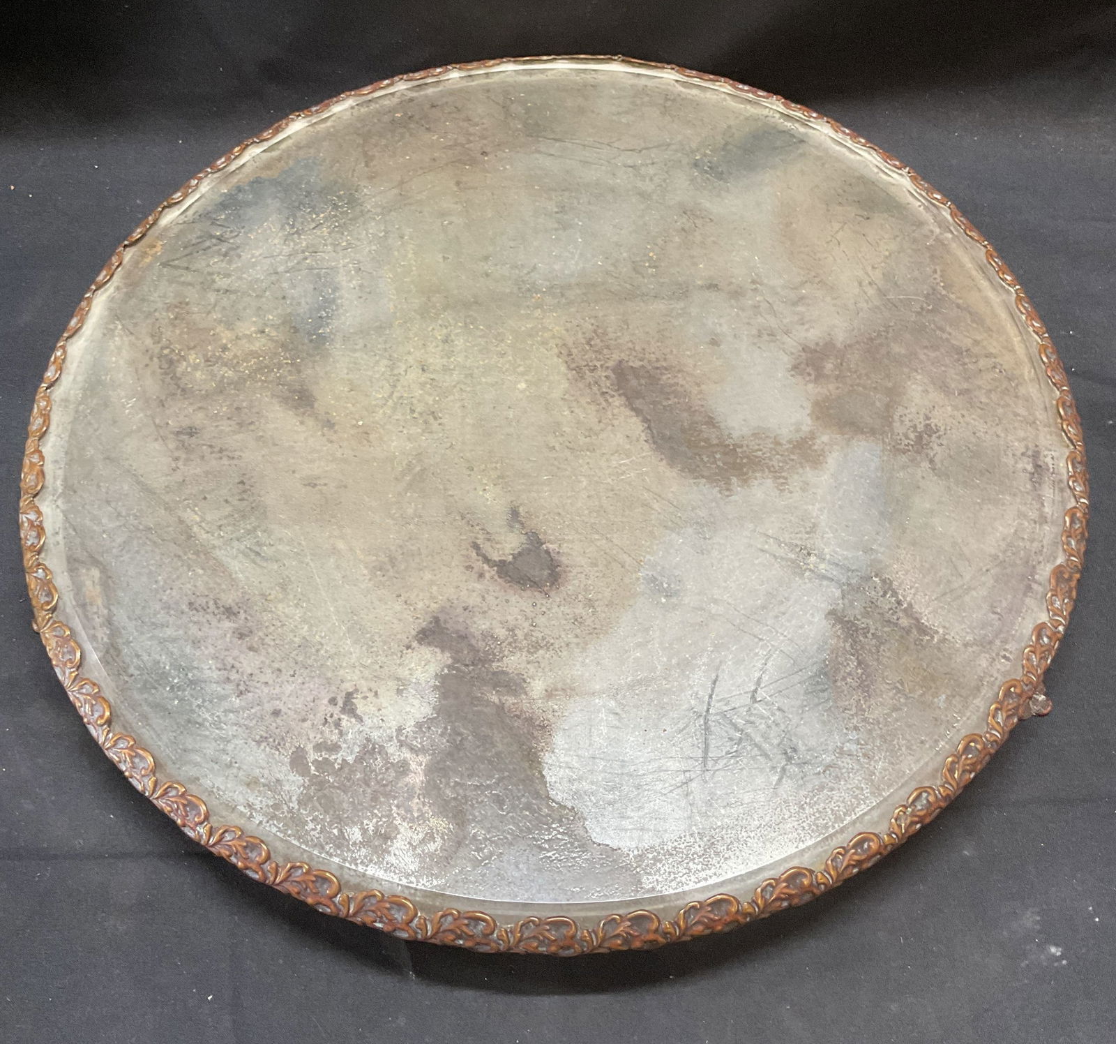 Vintage Mirrored Glass Footed Round Tray (1 of 6)