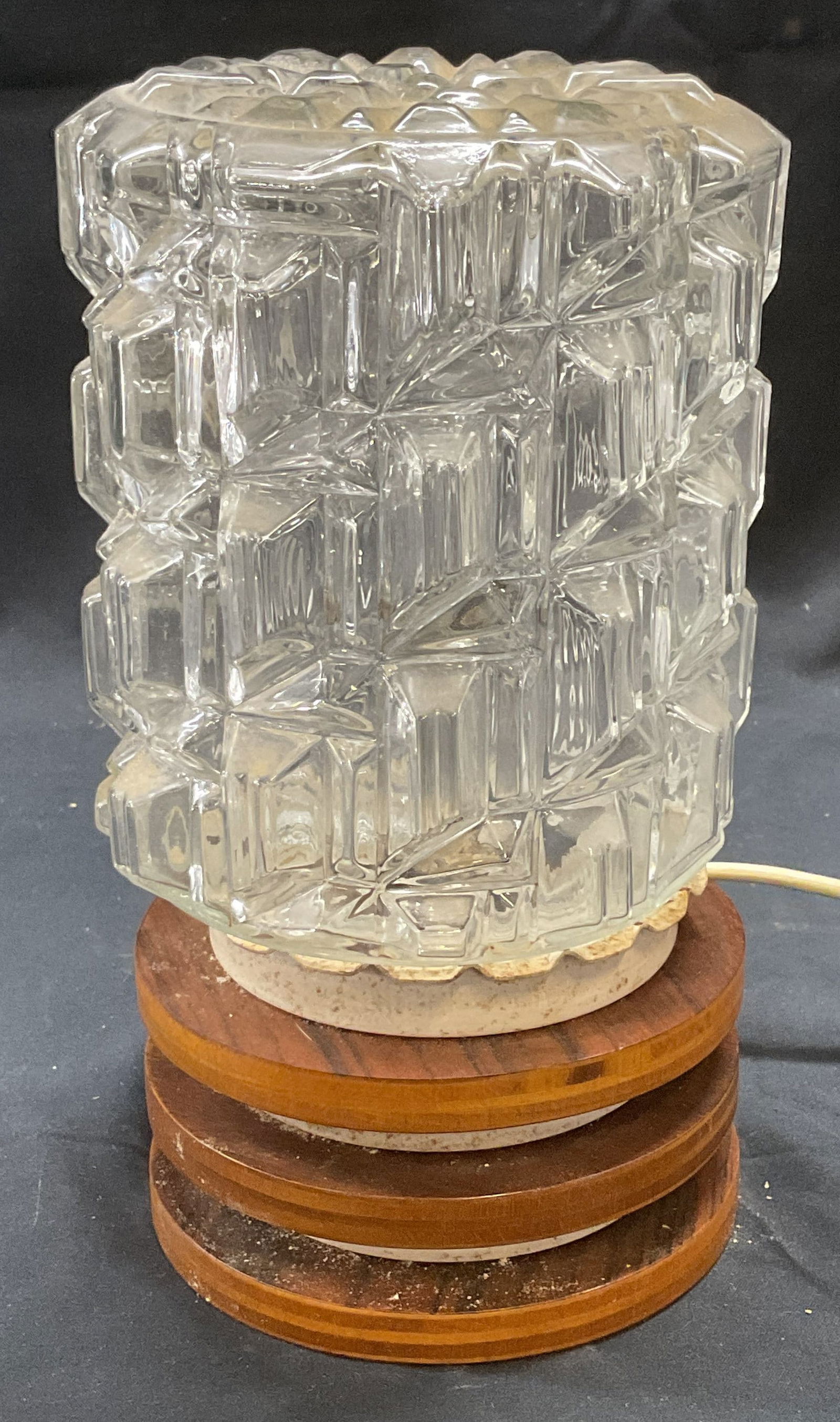Vintage Glass & Wood Table Lamp (1 of 6)