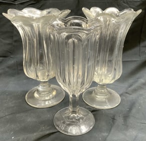 Lot 3 Pressed Glass Celery Vases Vessels