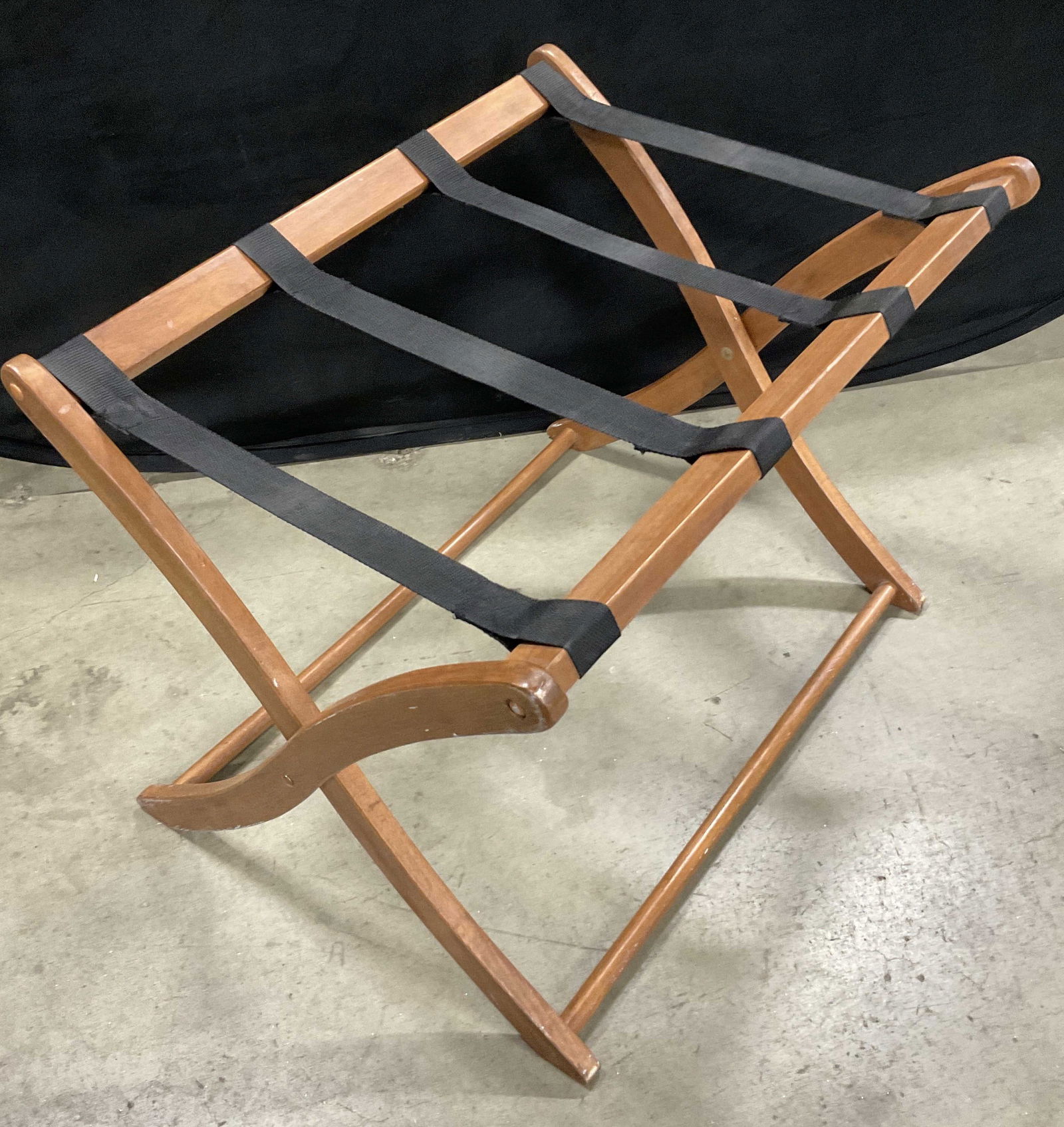 Collapsible Wooden Luggage Rack W/ Black Straps (1 of 8)