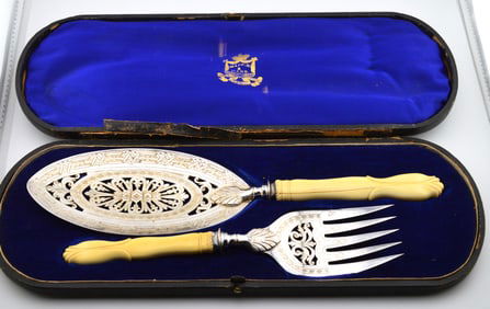 Mappin & Webb Antq Silverplate Fish Fork & Server
