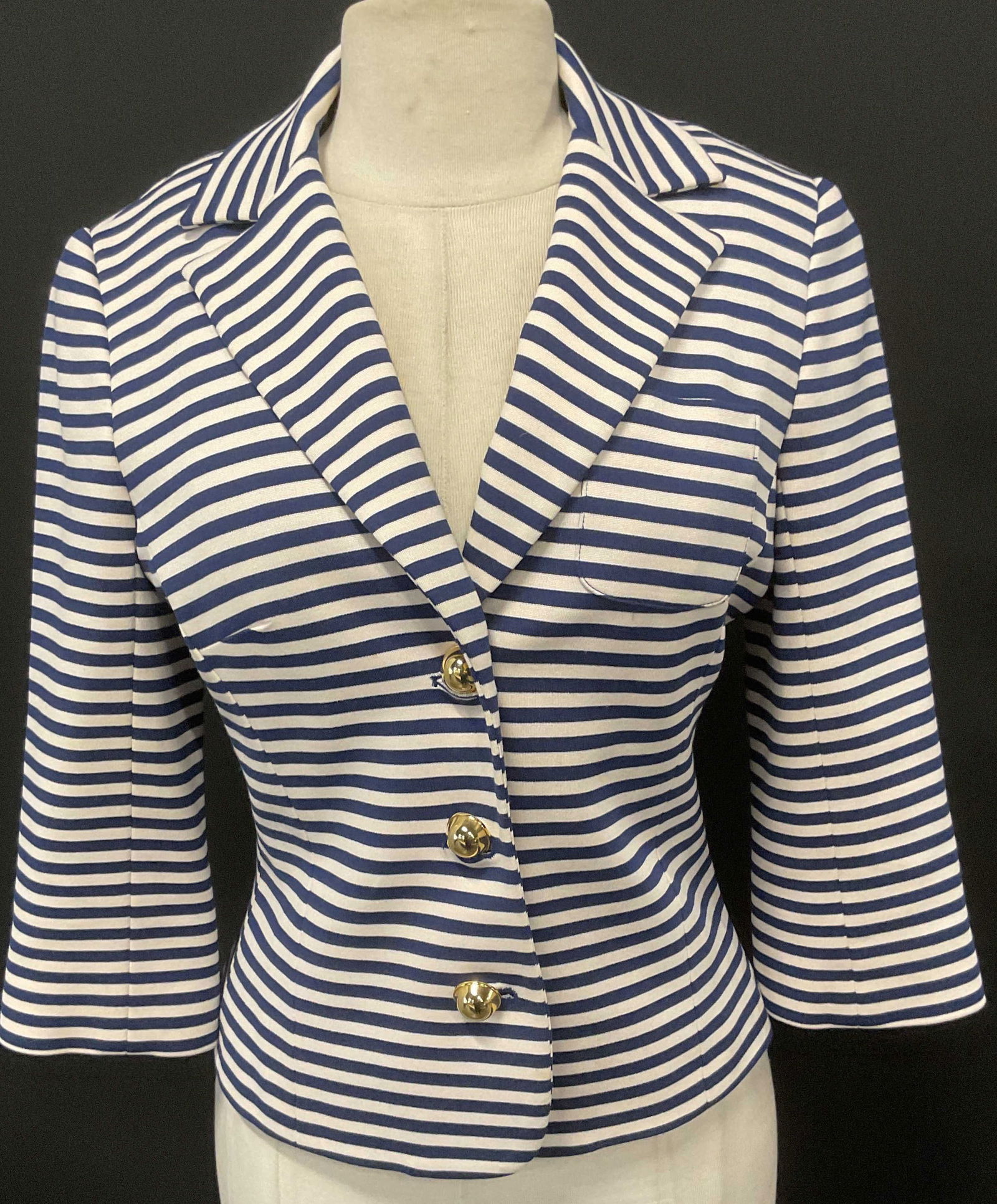 Trina Turk Blue & White Striped Blazer Jacket (1 of 8)