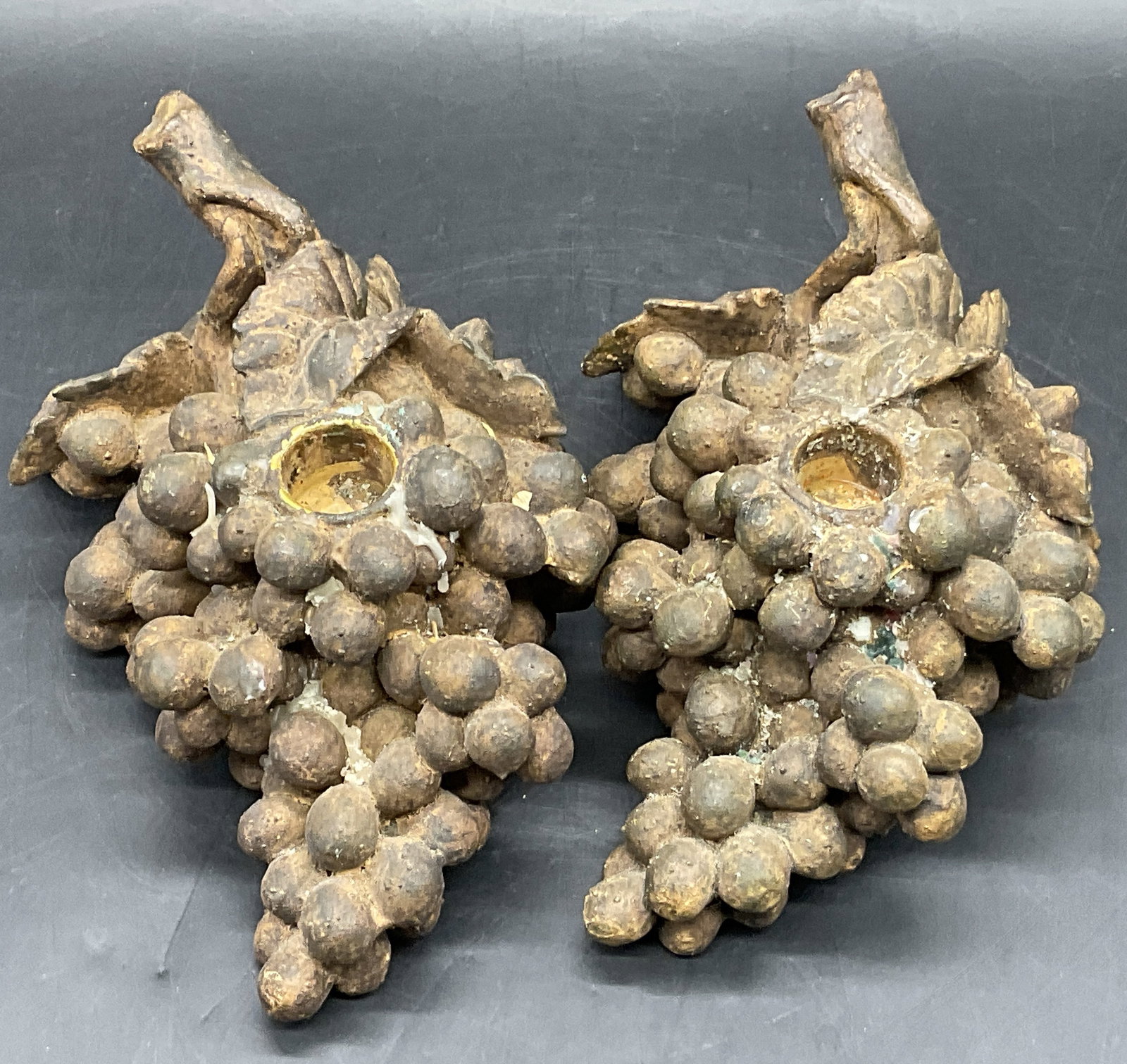 Pair Vintage Grape Cluster Form Candle Holders (1 of 7)