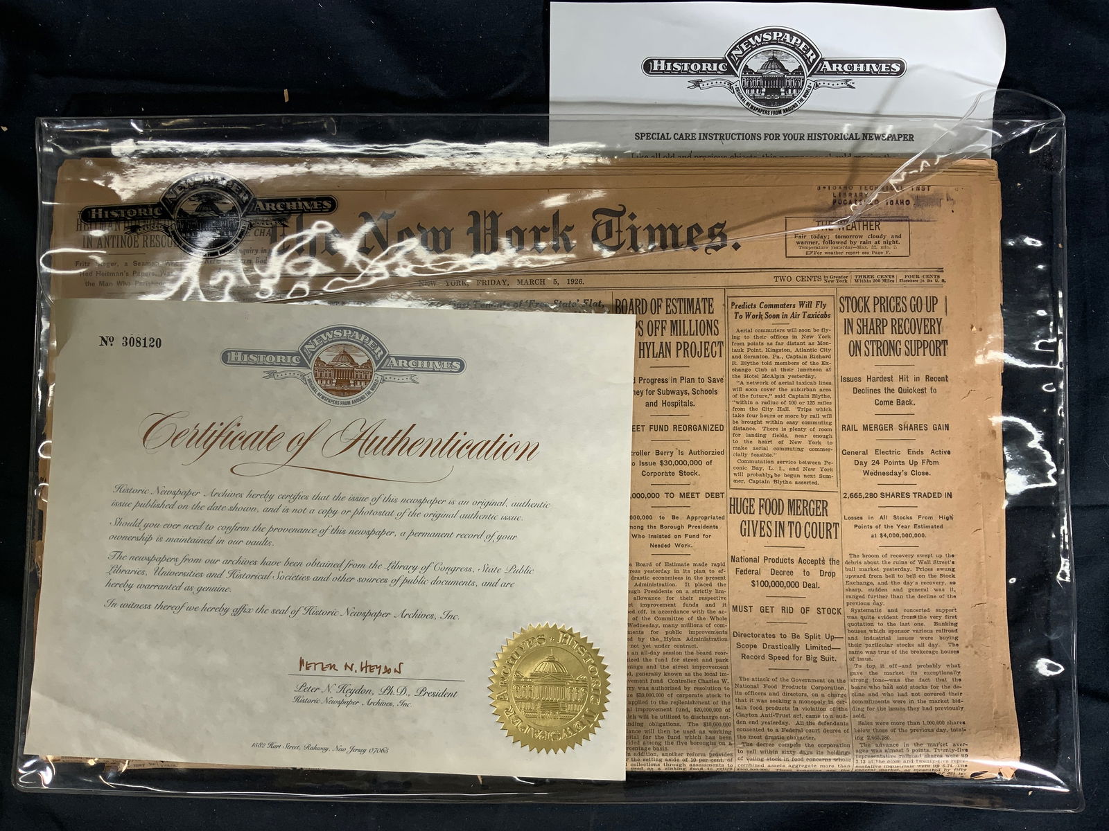 Historical New York Times Newspaper March 1926 (1 of 10)