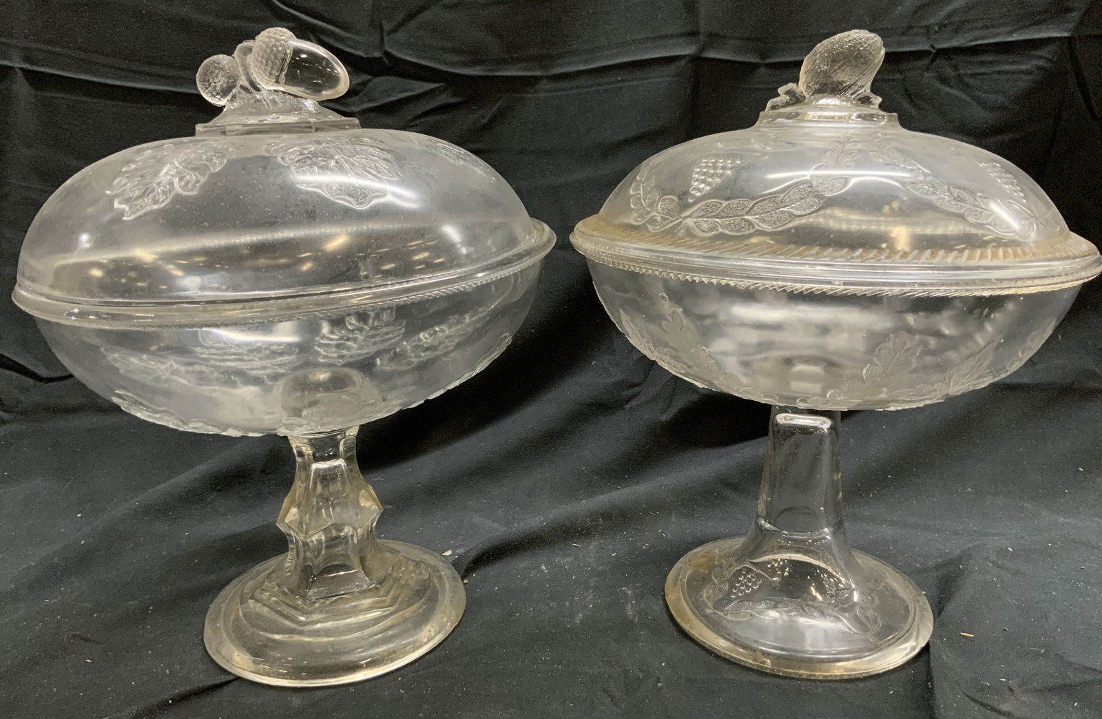 MCKEE Glass Lot 2 Art Glass Compotes W Lids (1 of 8)