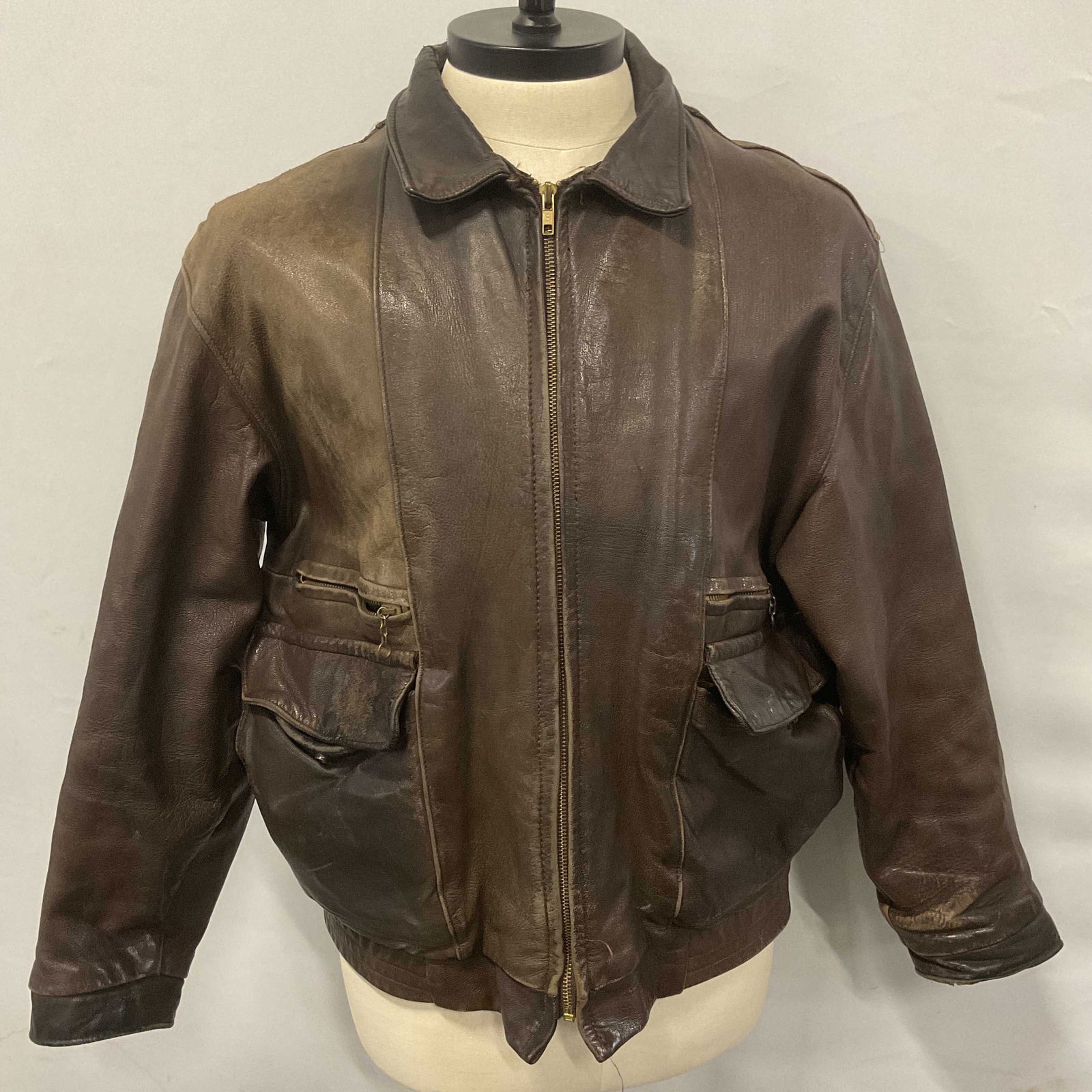 Vintage Mens Brown Leather Bomber Jacket (1 of 10)
