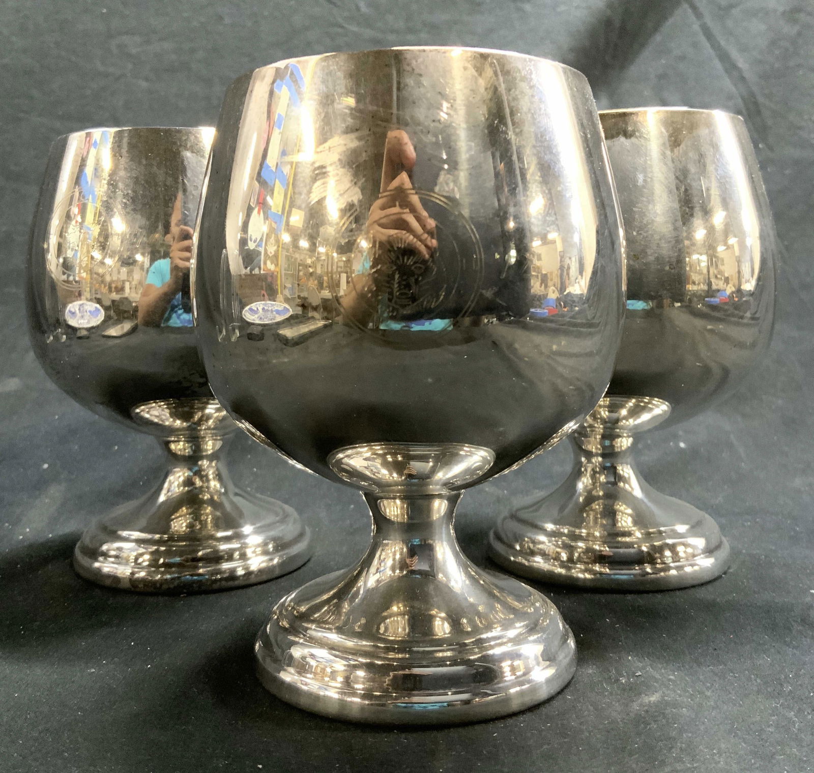 Silver Plate Lot 3 Monogrammed Goblets (1 of 6)