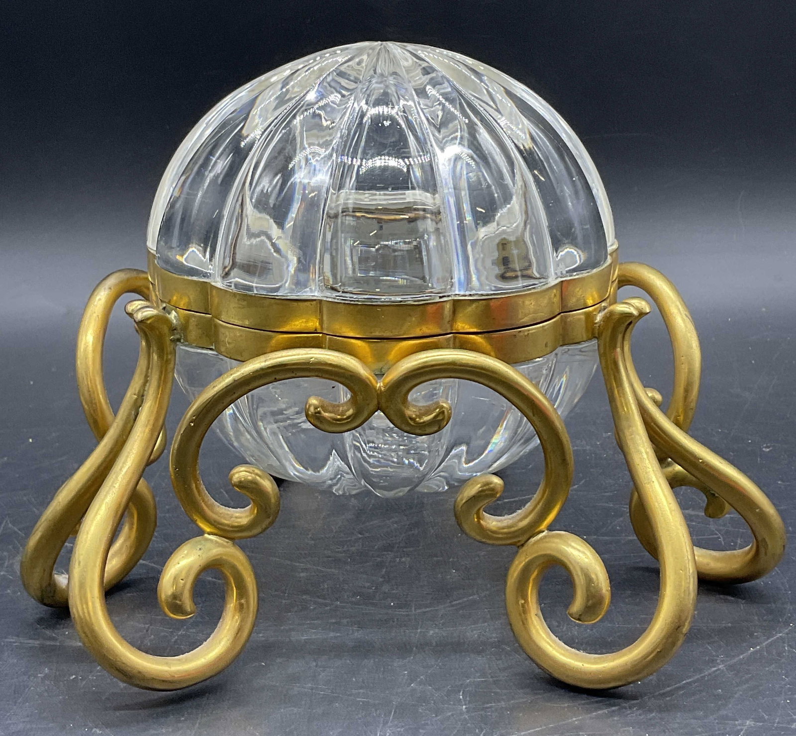 Vintage Gilt Metal & Crystal Keepsake Box, Lidded (1 of 9)