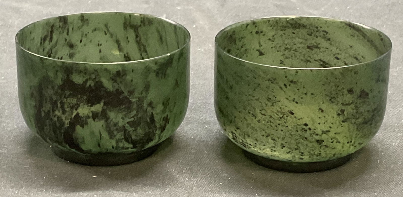 Pair Carved Green Natural Stone Bowls (1 of 6)