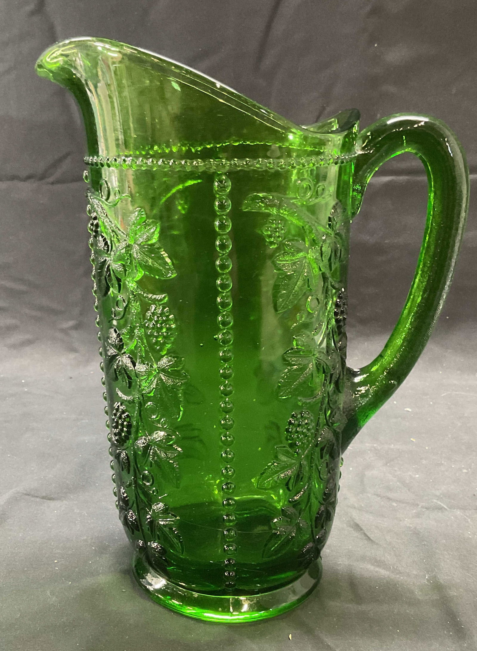 Vintage Heavy Emerald Green Glass Pitcher (1 of 6)
