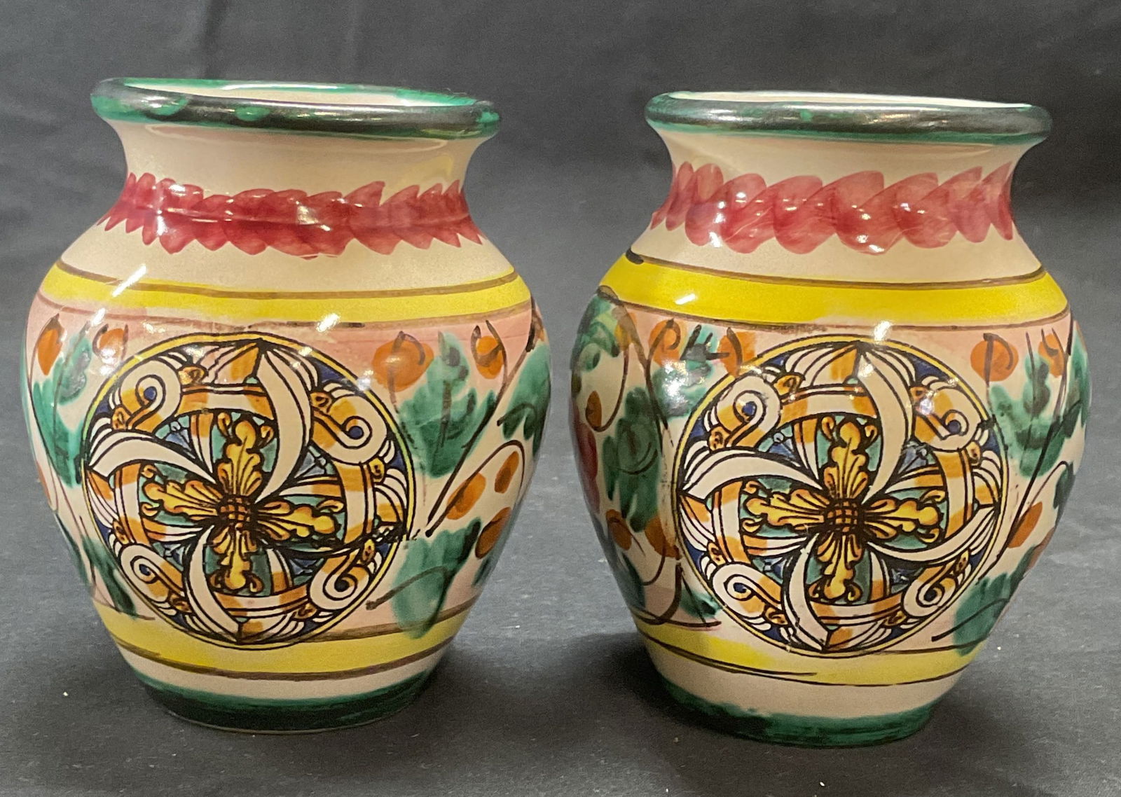 Pair Hand Painted Ceramic Floral Vases (1 of 6)