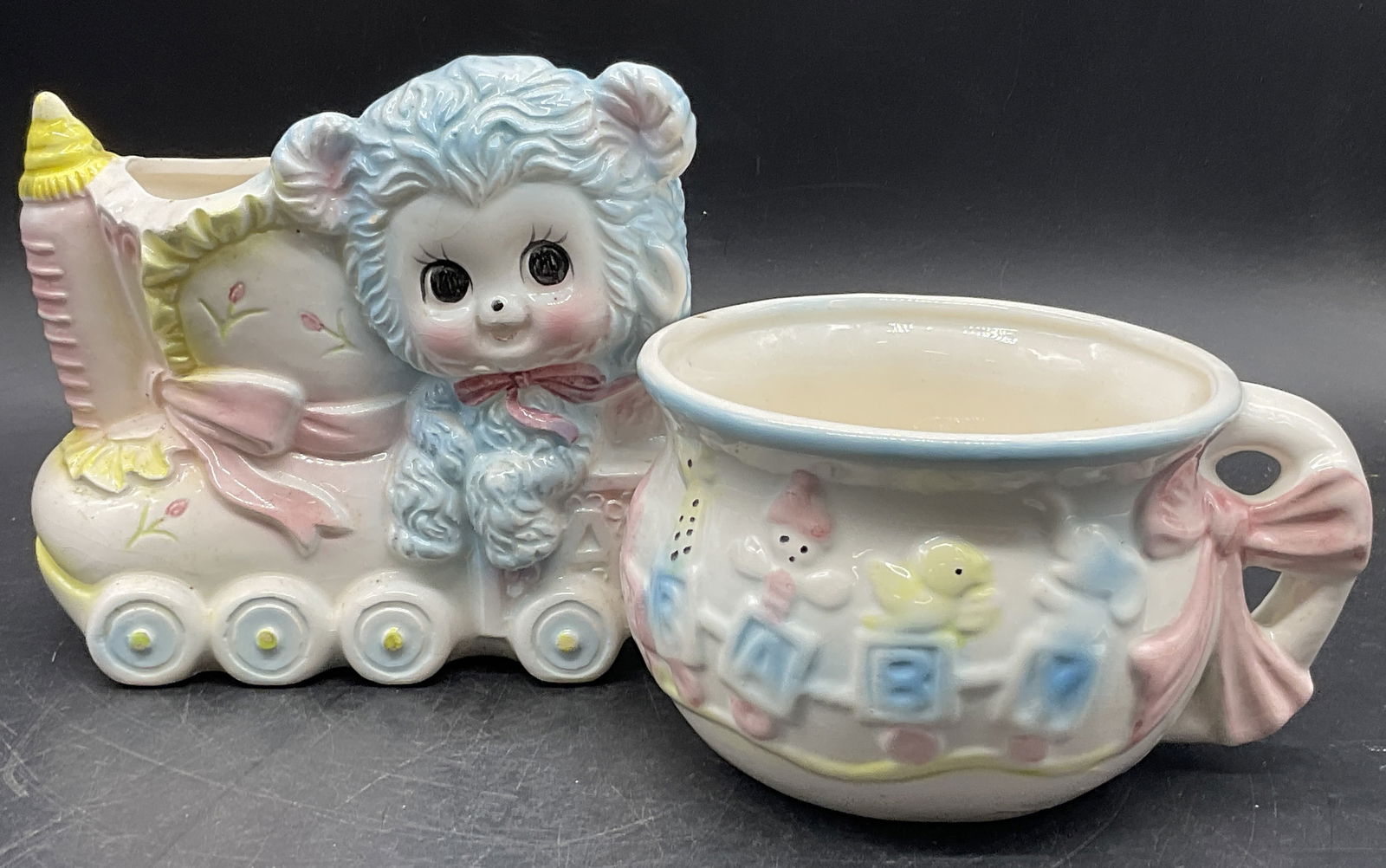 2 Vintage Infant Motif Ceramic Planters, Signed+ (1 of 9)