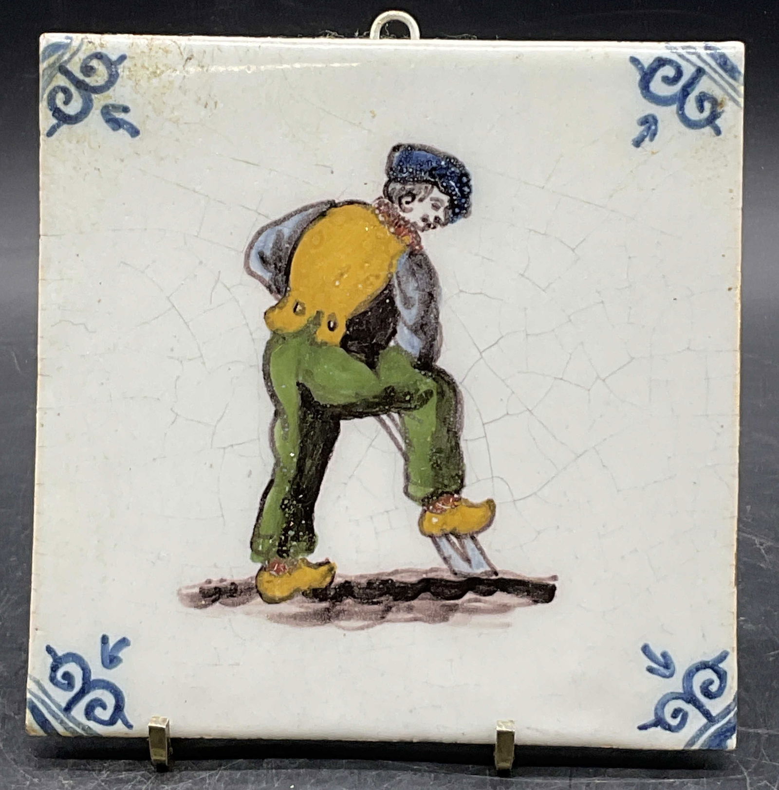 Vintage Signed Hand Painted Figural Ceramic Tile (1 of 7)