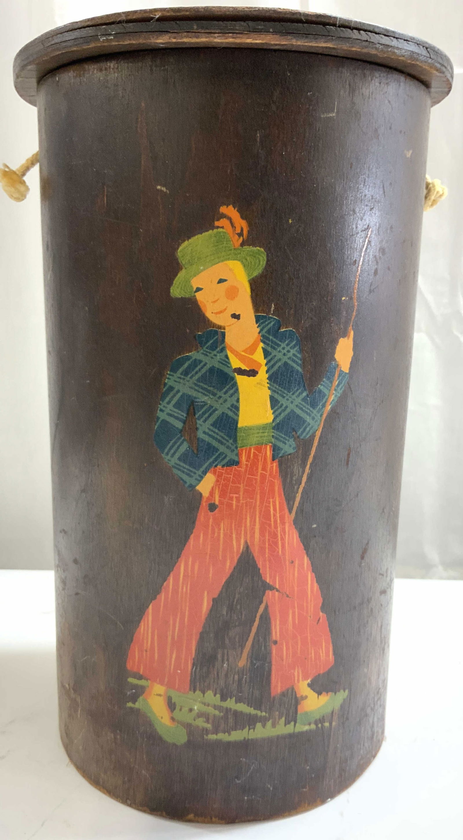 Antq Eng Treen Wood String Twine Holder Bx W Lod (1 of 6)