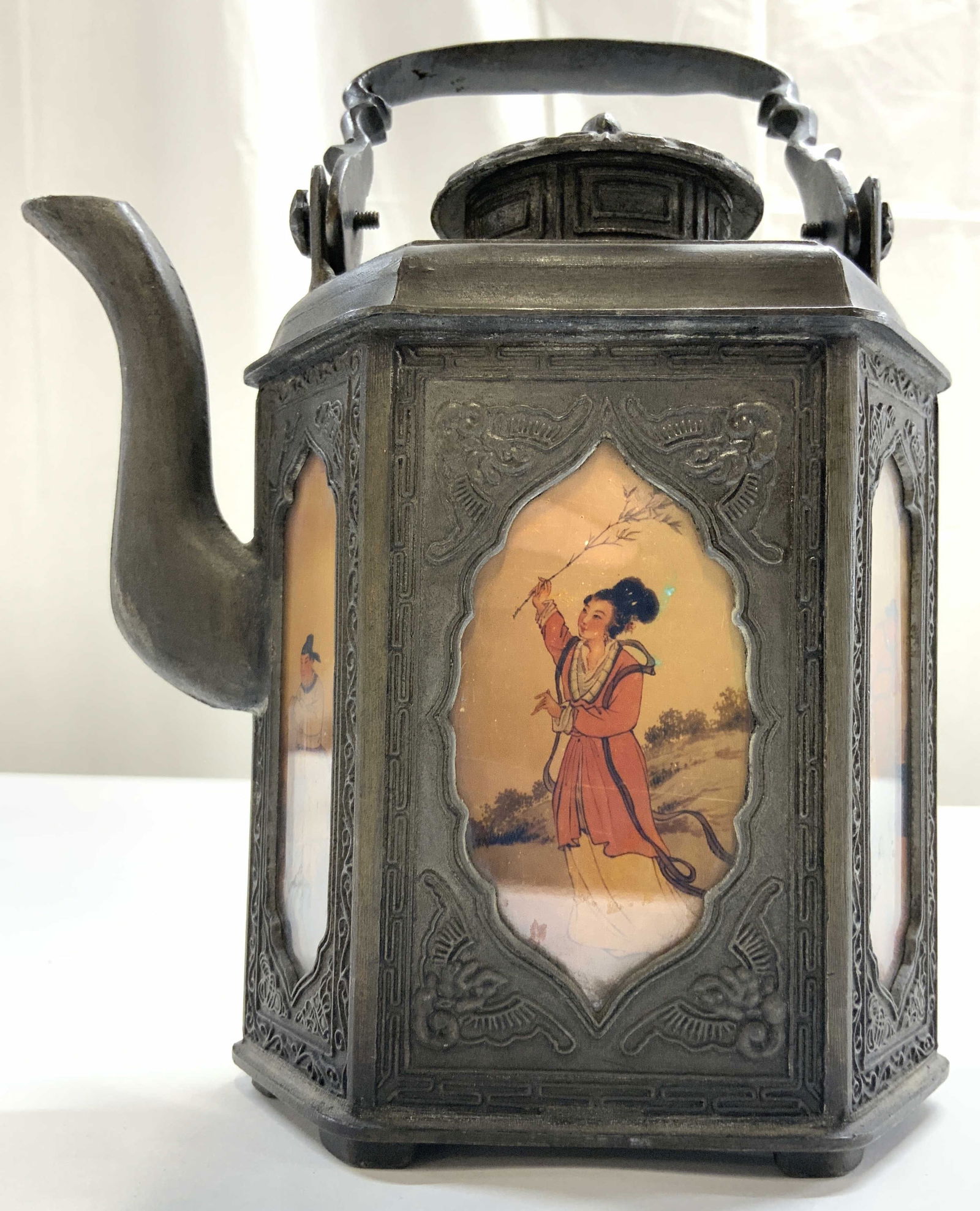 Antq Chinese Shantou Metal Teapot W Lid (1 of 7)