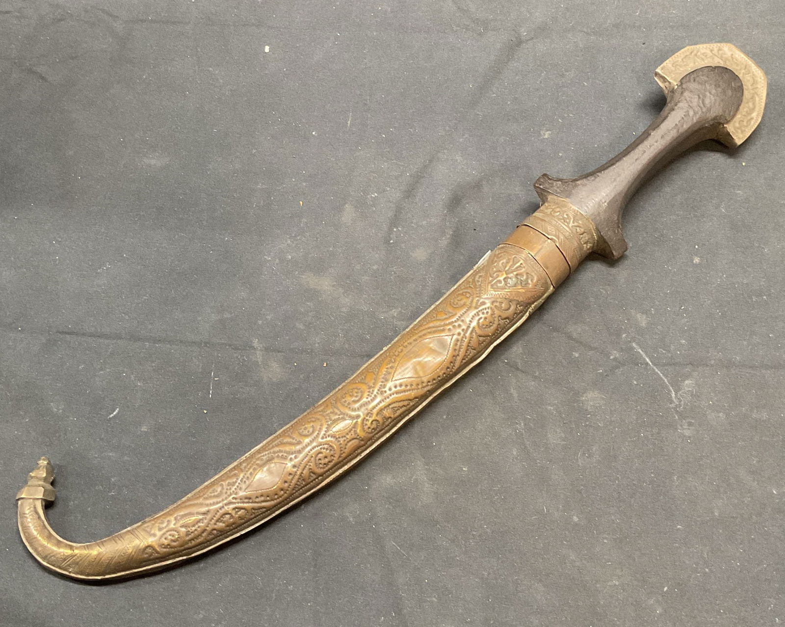 Vintage Wood Handle Dagger with Brass Sheath (1 of 7)
