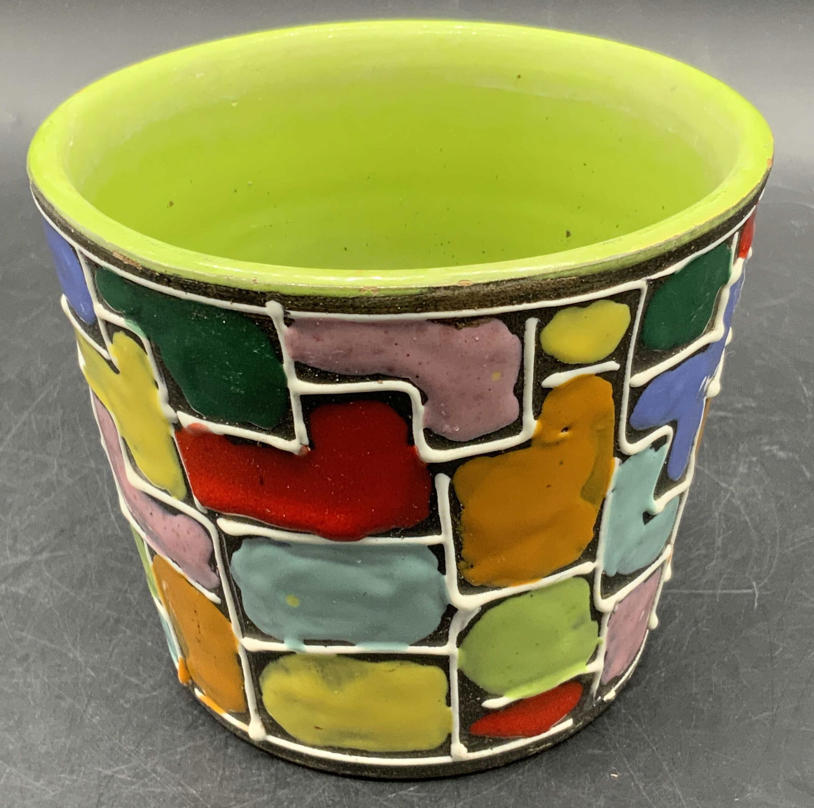 Multicolored Hand Painted Italian Pottery Planter (1 of 8)