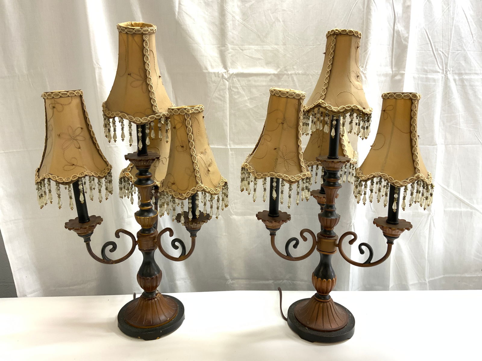 Pair 4 Arm French Candelabra Lamps (1 of 10)